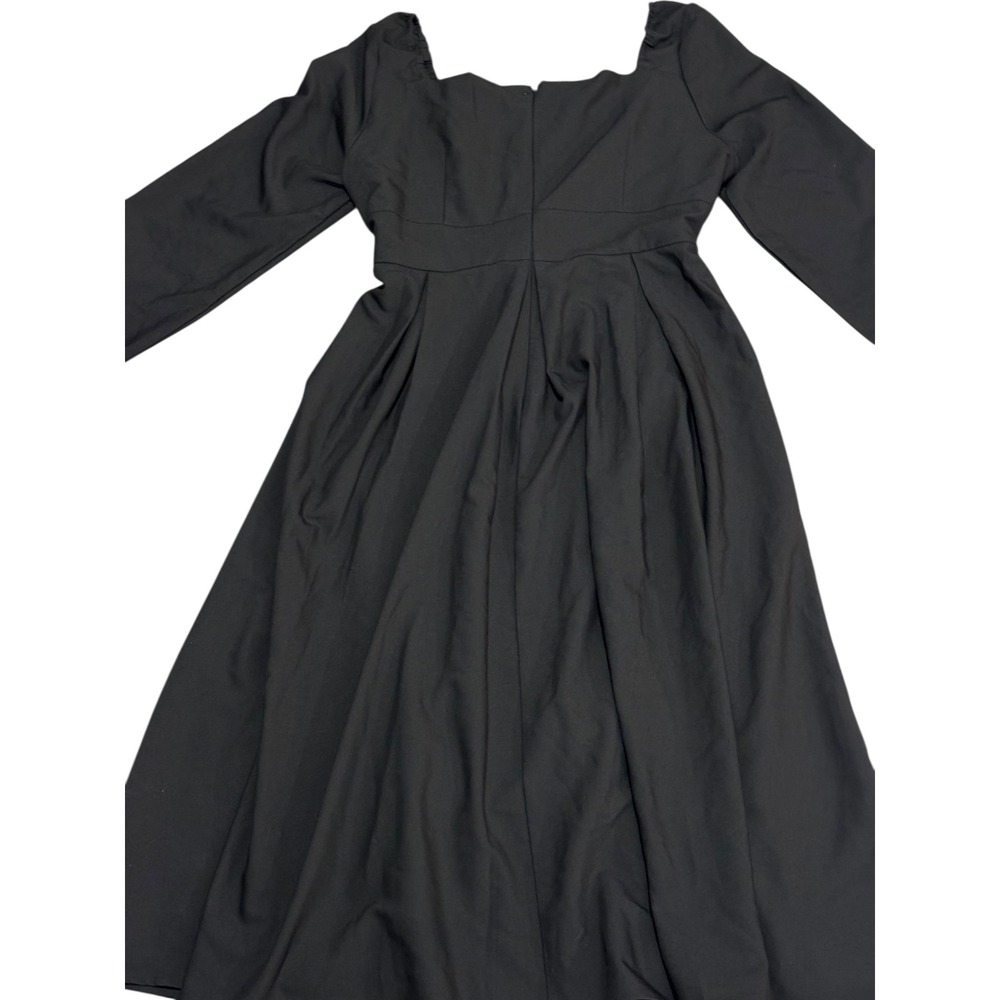 Black Square-Neck Midi Dress Cottagecore Elegant - image 7